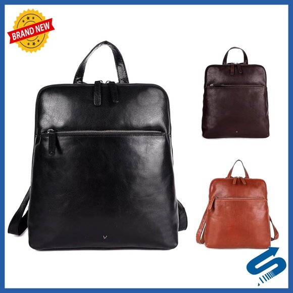 Genuine Leather Backpack Elegant Vintage Stylish Durable Adjustable Strap